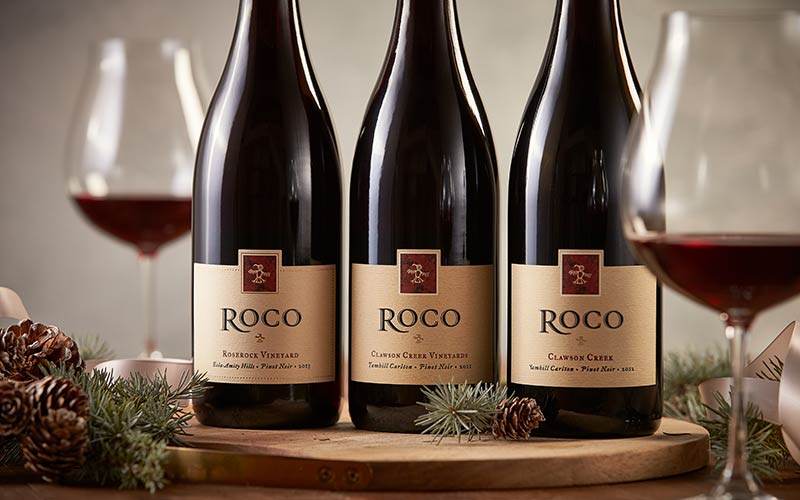 Lineup of holiday wines.